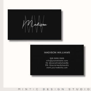 Svartvit monogram Logotyp, modern, minimalistisk Visitkort