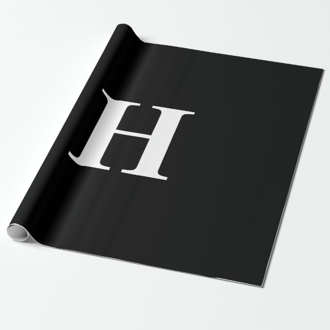 Svartvit monogram med enkel Elegant Presentpapper (Utrullad)