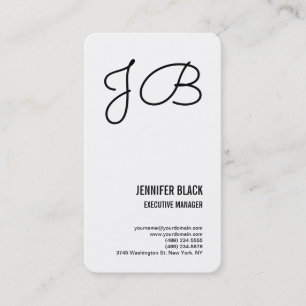 Svartvit monogram - minimalistisk modern sladd visitkort