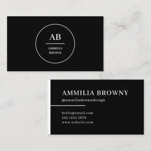 Svartvit monogram Minimalistisk modern Visitkort