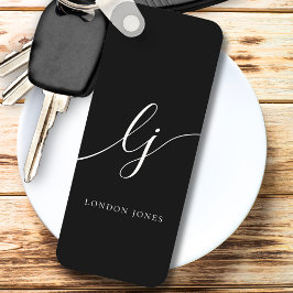 Svartvit monogram modern minimal Elegant Nyckelring