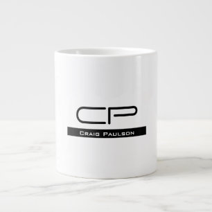 Svartvit Monogram Namn Modern Plain Simple Jumbo Mugg