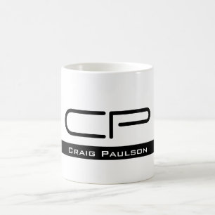 Svartvit Monogram Namn Modern Plain Simple Kaffemugg