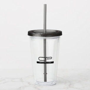 Svartvit Monogram Namn Modern Plain Simple Take Away Mugg