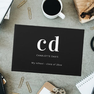 Svartvit monogram namn moderna minimalister gästböcker