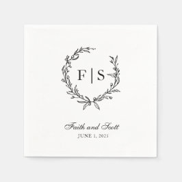 Svartvit monogram Napkins för engångsbruk Pappersservett