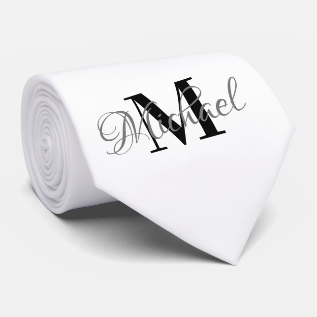 Svartvit Monogram Necktie Slips (Rullad)