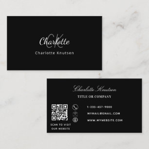 Svartvit monogram Qr-elegant Visitkort