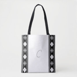 Svartvit monogram Rand och Diamond Tygkasse