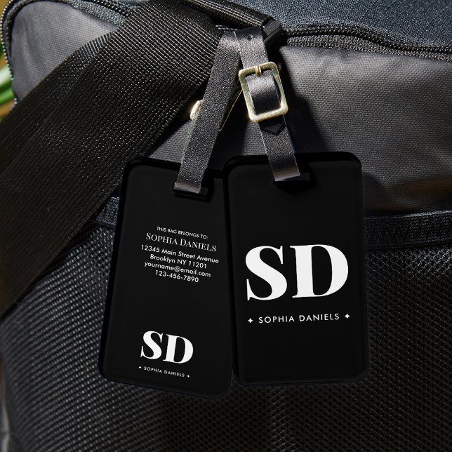 Svartvit monogram Retro Classic Elegant Recipe Bagagebricka (Skapare uppladdad)