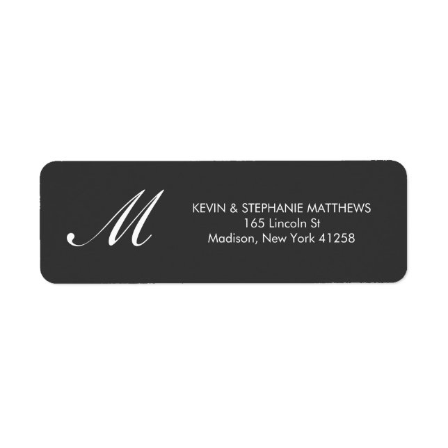 Svartvit monogram returadress etikett (Framsidan)