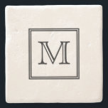 Svartvit monogram stenunderlägg<br><div class="desc">Den här underlägg har en minimal design med din ursprungliga inramning i en svart dubbla kantad av en vit bakgrund</div>