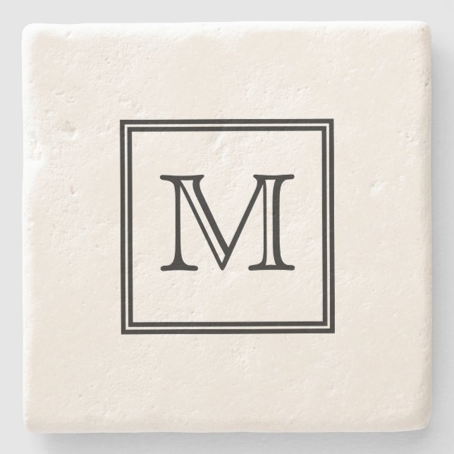 Svartvit monogram stenunderlägg (Framsidan)