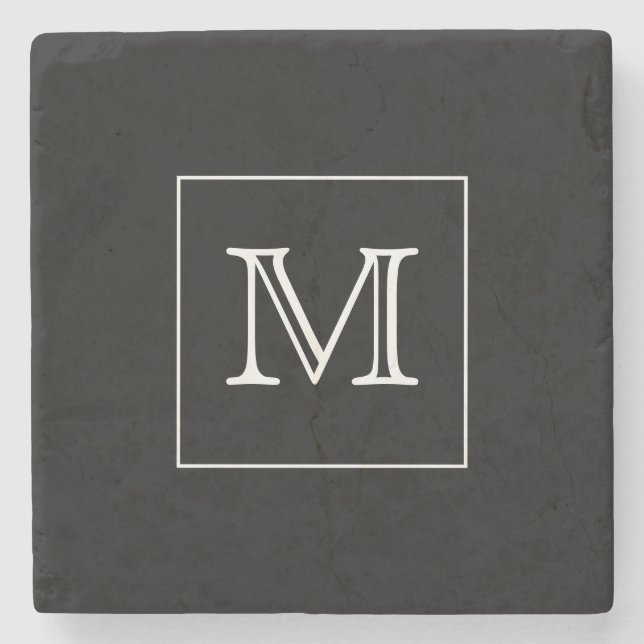 Svartvit monogram stenunderlägg (Framsidan)