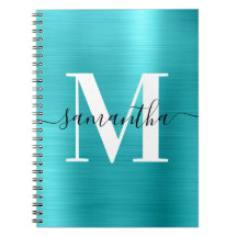 Svartvit monogram turkos Blue Foil