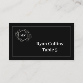 Svartvit monogram-Vapensköld Placera kort