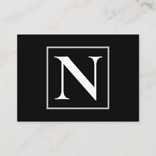 Svartvit monogram visitkort (Framsida)