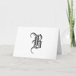 Svartvit monogramanteckningskort för Elegant Anteckningskort
