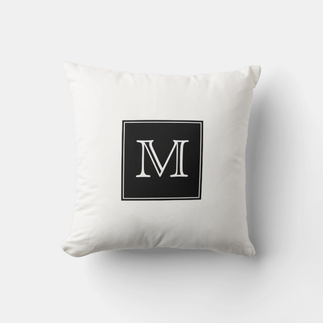 Svartvit Monogramdekorativ kudde (Framsida)