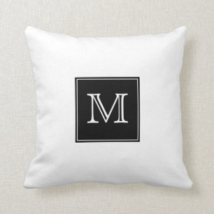 Svartvit Monogramdekorativ kudde