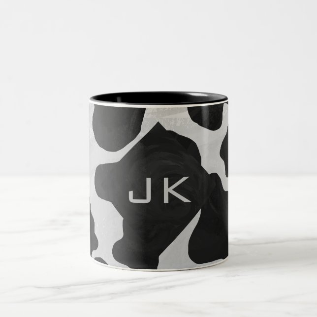 Svartvit Monogramko Två-Tonad Mugg (Center)