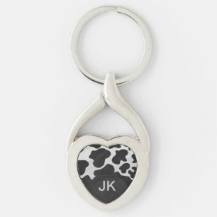 Svartvit Monogramko Twisted Heart Silverfärgad Nyckelring