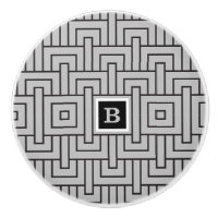Svartvit monogramlåda med modern Abstrakt