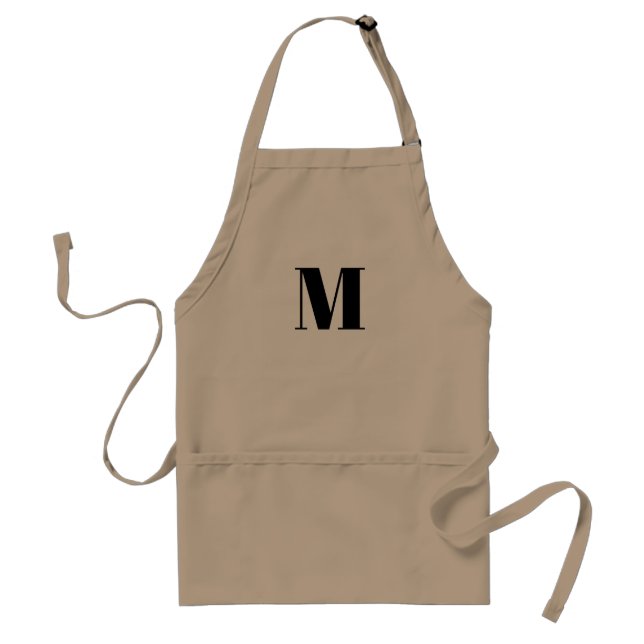 svartvit monogrammad anpassningsbar förkläde (Framsidan)