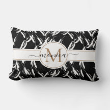 Svartvit monogrammad Blommigt