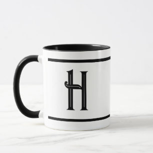Svartvit monogrammad första design mugg