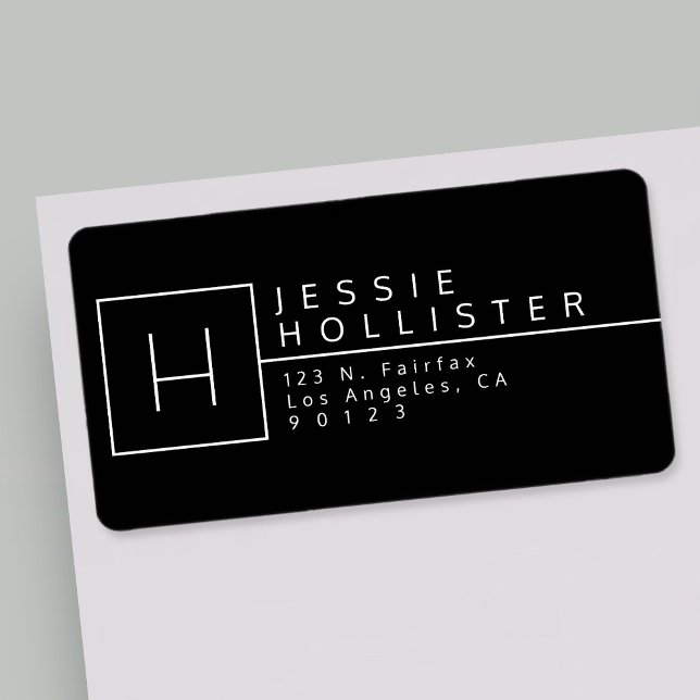 Svartvit monogrammad Returadress Adressetikett (Skapare uppladdad)
