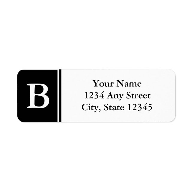 Svartvit monogrammade Returetiketter Returadress Etikett (Framsidan)