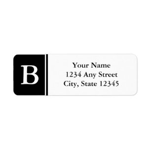 Svartvit Monogrammed returetiketter Returadress Etikett