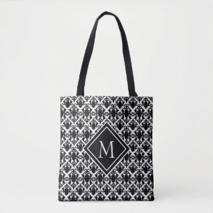 Svartvit monogrammofon tygkasse