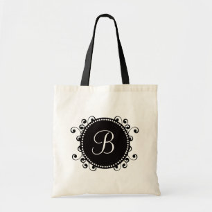 Svartvit Monogrampersonligtote bags Tygkasse