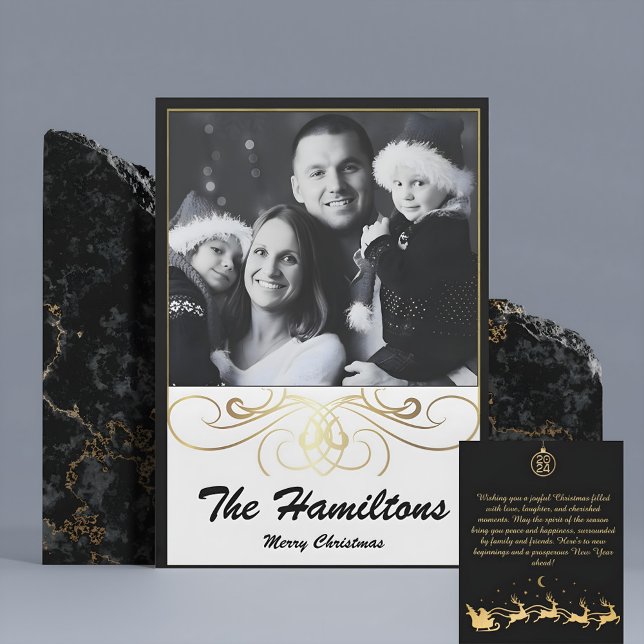 Svartvit monokrom legance-Helgdag Julkort (Skapare uppladdad)