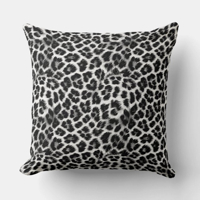 Svartvit monokrom, leopard mönster kudde (Framsida)