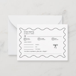 Svartvit monokrom Vågigt Curve QR-kodOSA Anteckningskort