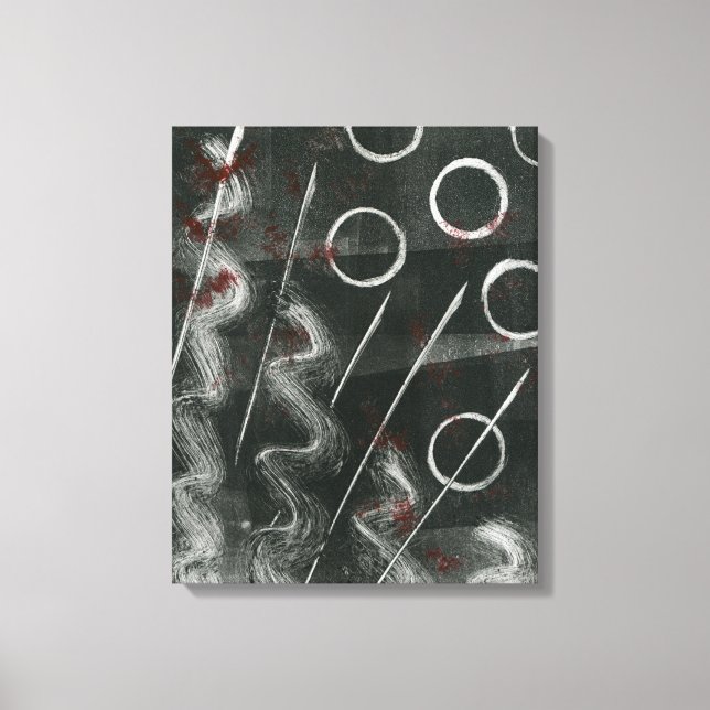 Svartvit monoprint-Abstrakt Canvastryck (Framsida)