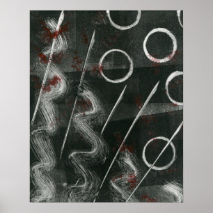 Svartvit monoprint-Abstrakt Poster