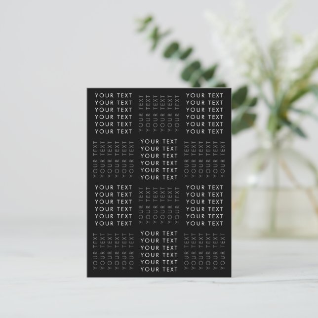 Svartvit Mönster-Grått och vit text Vykort (Stående Fram)