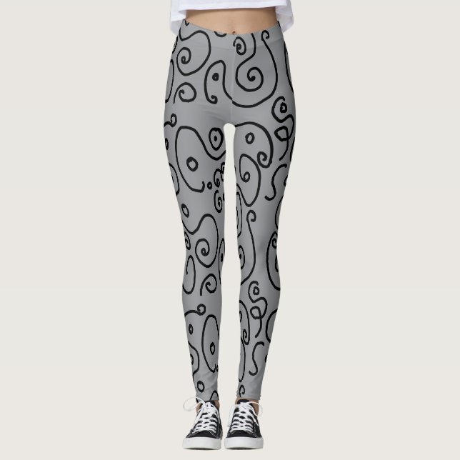 svartvit mönster leggings (Framsida)