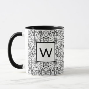 Svartvit Mönster med Monogram (2 sidor) Mugg