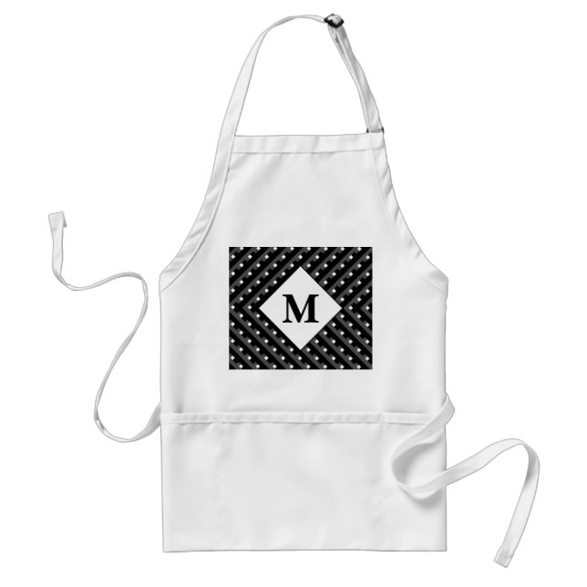 Svartvit mönster Monogram Förkläde (Framsidan)