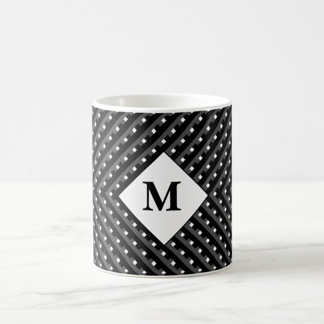 Svartvit mönster Monogram Kaffemugg (Center)
