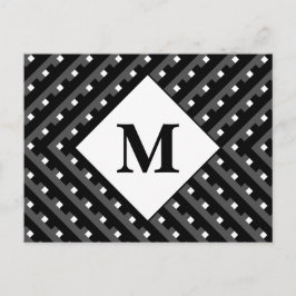 Svartvit mönster Monogram Vykort