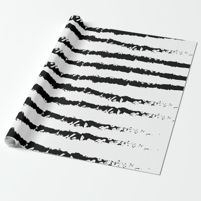 Svartvit mönster strimlad presentpapper (Utrullad)
