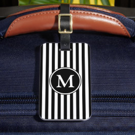 Svartvit Mönster-stripe Mönster Monogram Bagagebricka