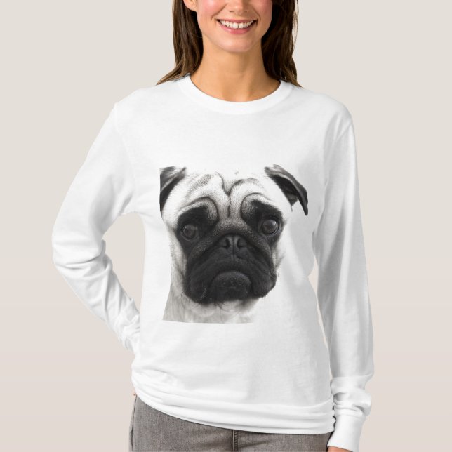 Svartvit mops tee shirt (Framsida)