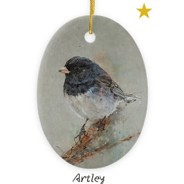 Svartvit Mörk Eyed Junco Painting Year Helgdag Julgransprydnad Keramik
